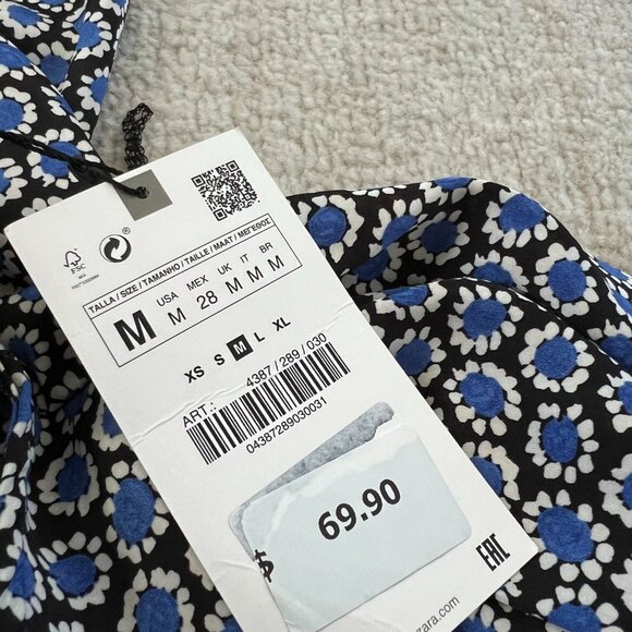 NWT ZARA Floral Wide Leg Faux Wrap Plunge Long Sleeve Jumpsuit With Pockets M - Picture 11 of 12